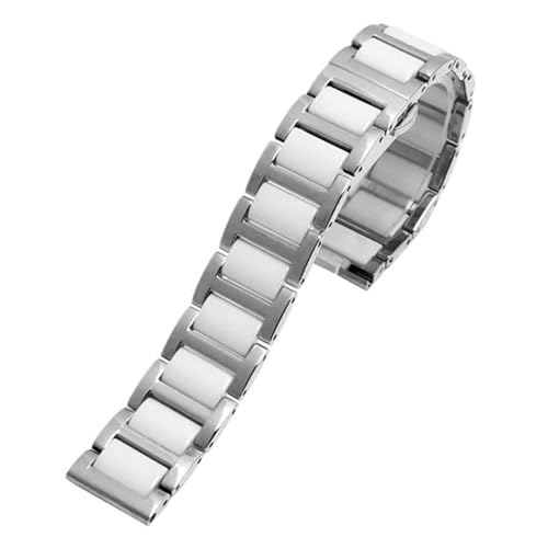 BGFFDSZ Edelstahl in Keramik Armband 12 13 14 15 16 17 18 19 20 21 22mm Uhrenarmband Damen Herren Mode Schnellverschluss Armband(Silver white,14mm) von BGFFDSZ