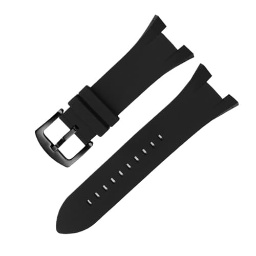 BGFFDSZ Geeignet for Armani-Serien AX1803, AX1802, AX1050, spezielles schwarzes Silikonarmband mit Kerbe(Black Buckle,Armani AX1802) von BGFFDSZ