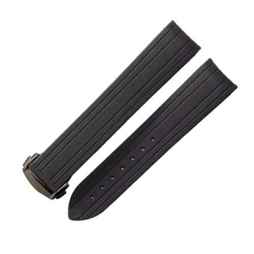 BGFFDSZ Gummi-Uhrenarmband, kompatibel mit Omega Seahorse 300 Diving Observatory, ersetzt das originale, wasserdichte Uhrenzubehörband in Schwarz und Blau(Black black) von BGFFDSZ