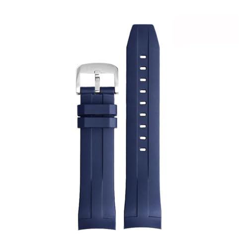 BGFFDSZ Gummiarmband mit gebogenem Ende, kompatibel mit Tissot 1853 Starfish Diving T120, Silikonarmband T120417A, Handgelenksarmband, 22 mm, männlich, Schwarz, Blau(Blue-silver) von BGFFDSZ