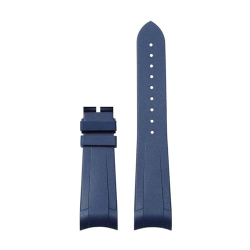 BGFFDSZ Gummiarmband mit gebogenem Ende, kompatibel mit Tudor Black Bay GMT-Uhrenarmband mit Faltschließe, Schwarz, Blau, Rot, 22 mm(Blue no clasp) von BGFFDSZ