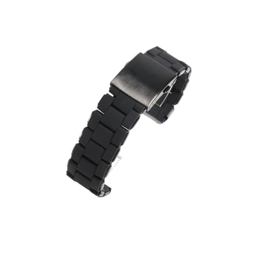 BGFFDSZ Kompatibel mit DIESEL Dz7396 Dz7370 Dz4289 Silikonbeschichtetes Stahlzubehör Doppeldruckschnalle 24 26 28 mm Edelstahl-Herrenarmband(Black,28mm) von BGFFDSZ