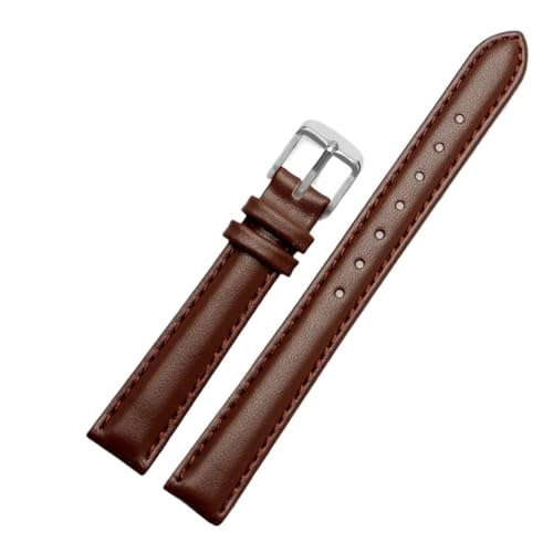BGFFDSZ Kompatibel mit Garmin New Watch Lily2 Lederarmband Lily 2 Damen-Smartwatch, Ersatz-Lederarmband, Damen-Rindslederarmband, 14 mm(Brown-silver) von BGFFDSZ