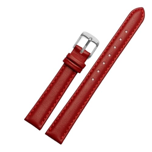 BGFFDSZ Kompatibel mit Garmin New Watch Lily2 Lederarmband Lily 2 Damen-Smartwatch, Ersatz-Lederarmband, Damen-Rindslederarmband, 14 mm(Red-silver) von BGFFDSZ