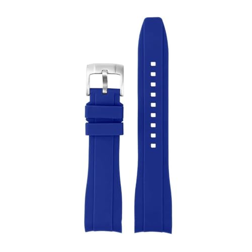 BGFFDSZ Kompatibel mit Gummi-Silikon-Armband Citizen Tissot Seiko Rolex Curved End Arc Mouth 19 mm 20 mm 21 mm 22 mm wasserdichtes Outdoor-Sportarmband(Blue,21mm) von BGFFDSZ