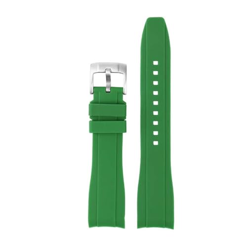 BGFFDSZ Kompatibel mit Gummi-Silikon-Armband Citizen Tissot Seiko Rolex Curved End Arc Mouth 19 mm 20 mm 21 mm 22 mm wasserdichtes Outdoor-Sportarmband(Green,22mm) von BGFFDSZ