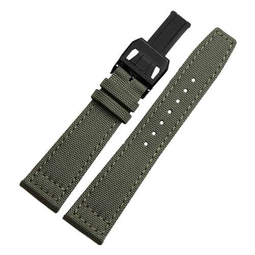 BGFFDSZ Kompatibel mit IW Pilot Spitfire Timezone TopGun Strap Grün Schwarz Gürtel Armbanduhr Straps 20mm 21mm 22mm Nylon Canvas Stoff Uhr Band(Green black,21mm) von BGFFDSZ