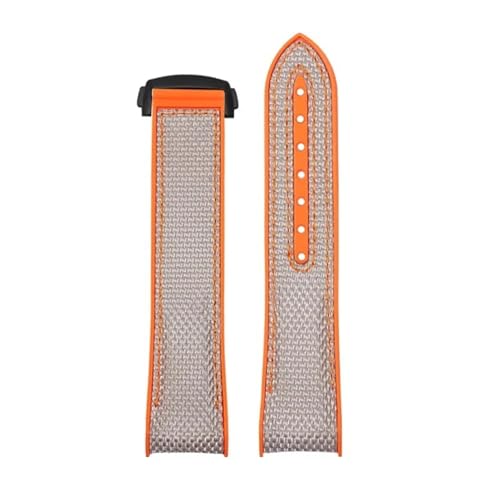 BGFFDSZ Kompatibel mit Omega Seamaster 300 Observatory Ocean Universe 600 Quarter Orange 20 mm 21 mm 22 mm Nylon-Silikon-Gummiarmband(Black Green,22mm) von BGFFDSZ