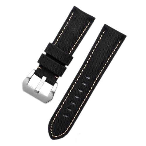 BGFFDSZ Kompatibel mit Panerai PAM441/01661 Armband 22mm 24mm 26mm Leder Sportarmband Schwarz Blau Uhrenarmband Zubehör Armbänder BANDS(Black apricot silver,24mm) von BGFFDSZ