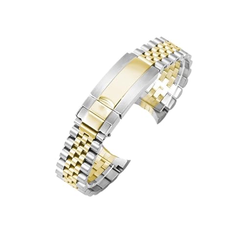 BGFFDSZ Kompatibel mit Rolex Log 20 mm Herrenuhr, wasserdicht, rostfrei, solide, gebogene Schnittstelle, Edelstahl, Ersatzuhrenzubehör(Steel Gold-Z9) von BGFFDSZ