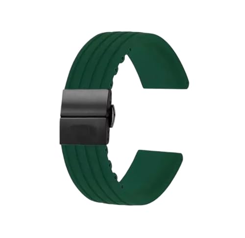 BGFFDSZ Kompatibel mit Rolex MIDO Seiko Uhrenarmband mit Faltschließe, Silikon-Sportarmband, wasserdichtes Gummi-Ersatzarmband-Zubehör(Green black clasp,22mm) von BGFFDSZ