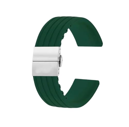 BGFFDSZ Kompatibel mit Rolex MIDO Seiko Uhrenarmband mit Faltschließe, Silikon-Sportarmband, wasserdichtes Gummi-Ersatzarmband-Zubehör(Green silver clasp,22mm) von BGFFDSZ