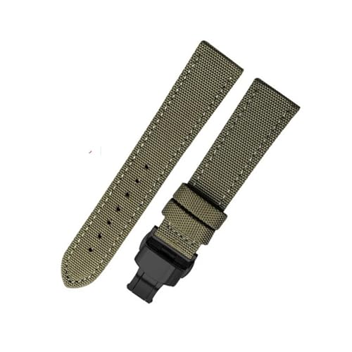 BGFFDSZ Kompatibel mit Seiko Breitling Blancpain Fifty Fathoms Armband, Nylon-Canvas, strapazierfähiges Uhrenarmband, bequemes Lederfutterband, 18 20 mm(Army green black,18mm) von BGFFDSZ