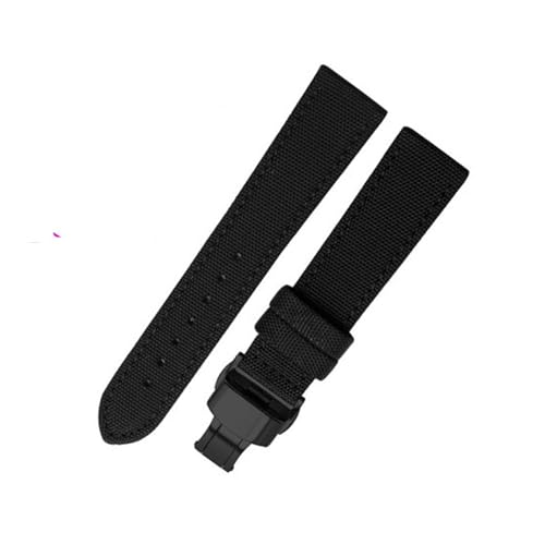 BGFFDSZ Kompatibel mit Seiko Breitling Blancpain Fifty Fathoms Armband, Nylon-Canvas, strapazierfähiges Uhrenarmband, bequemes Lederfutterband, 18 20 mm(Black black clasp,19mm) von BGFFDSZ