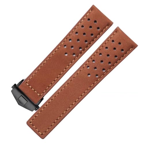 BGFFDSZ Kompatibel mit TAG Heuer F1 Monaco CALIBRE Herren-Armband Leder 20 mm 22 mm 24 mm Rindsleder mit Faltschließe Schwarz Braun(Brown black,20mm) von BGFFDSZ