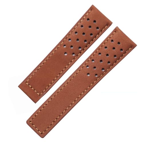 BGFFDSZ Kompatibel mit TAG Heuer F1 Monaco CALIBRE Herren-Armband Leder 20 mm 22 mm 24 mm Rindsleder mit Faltschließe Schwarz Braun(Brown no clasp,24mm) von BGFFDSZ