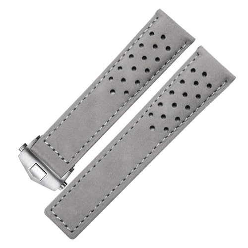 BGFFDSZ Kompatibel mit TAG Heuer F1 Monaco CALIBRE Herren-Armband Leder 20 mm 22 mm 24 mm Rindsleder mit Faltschließe Schwarz Braun(Grey silver,24mm) von BGFFDSZ