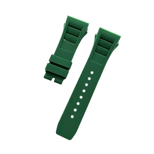 BGFFDSZ Kompatibel mit dem wasserdichten Armband der RICHARD MILLE RM055 RM011-Serie, konvexer Mund, 25 mm, weiches, bequemes Gummiarmband(Green,25mm silver buckle) von BGFFDSZ