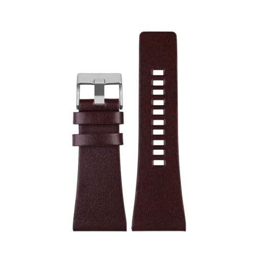BGFFDSZ Lederarmband kompatibel mit Diesel DZ7406 DZ7408 DZ4280 DZ4343 Uhrenarmband 22 mm 24 mm 26 mm 28 mm 30 mm 32 mm 34 mm Herrenarmband(Brown silver clasp,34mm) von BGFFDSZ