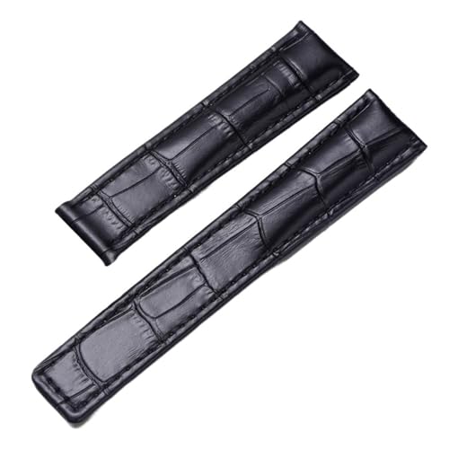 BGFFDSZ Lederbänder kompatibel mit Tag Heuer Uhr Carrera Monaco Uhrengürtel Schwarz Braun Armband Armbanduhr Uhrenarmband(Black no buckle,19mm) von BGFFDSZ