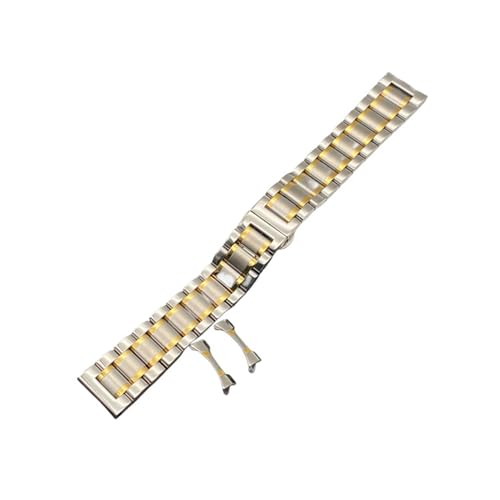 BGFFDSZ Luxuriöse Uhrenarmbänder aus Edelstahl, kompatibel mit Uhren von Longines, Seiko, Casio und Omega. Das Armband passt an jede Uhr, Silber/Gold, 18 20 21 22 24 mm.(Silver -gold,19mm) von BGFFDSZ