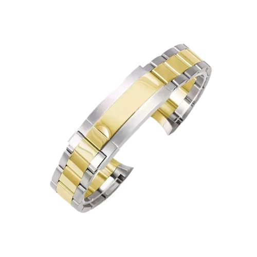BGFFDSZ Massives Edelstahlband, kompatibel mit Rolex Explorer II Uhrenarmband, Universe Fold Buckle, Herren-Uhrenarmbänder mit Bogen-Typ und spezieller Schnittstelle(Steel Gold(LG)-Z11,21mm-No Log) von BGFFDSZ