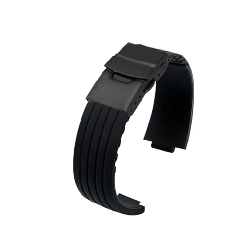 BGFFDSZ Silikon-Gummi-Armband kompatibel mit Oris Aquis 7330 7740, gestreiftes Uhrenarmband, konvexes Armband, Schwarz/Blau(Black-black,24mm-11mm) von BGFFDSZ