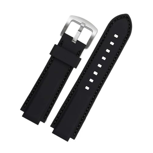 BGFFDSZ Silikonarmband kompatibel mit Casio EDIFICE Serie 5634 EFS-S570YD/YDC/YDB Modifiziertes konvexes Uhrenarmband Schwarze Gummibänder(Black silver clasp) von BGFFDSZ