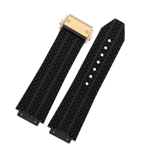 BGFFDSZ Uhrenarmbänder kompatibel mit Big Bang, wasserdichtes Silikon-Uhrenarmband for Herren, Kettenuhr, Gummiarmband(Black-gold-A) von BGFFDSZ
