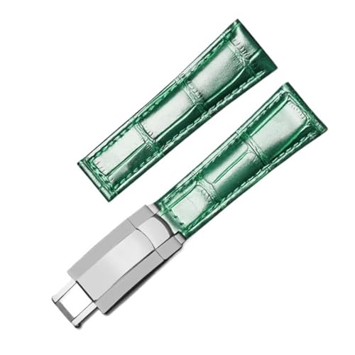 BGFFDSZ Uhrenarmbänder kompatibel mit Rolex Oyster Submariner Yacht-Master Daytona GMT Krokodilleder Herrenarmband Uhrenzubehör(Green-silver) von BGFFDSZ