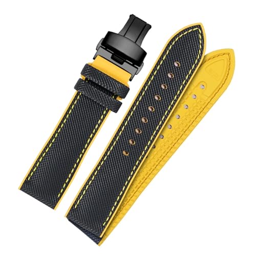 BGFFDSZ Uhrenarmband aus Faser-Nylon-Gummi, kompatibel mit Casio Ferrari GT, schwarz-rot, wasserdichtes Armband(Black Yellow-Black B,20mm) von BGFFDSZ