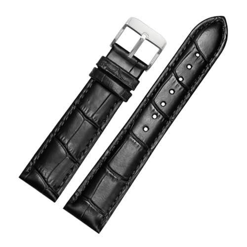 BGFFDSZ Uhrenarmband aus echtem Leder 22 mm 23 24 26 mm 28 mm Uhrenarmband mit Stiftschließe Herren-Lederarmband allgemeines Uhrenarmband Alligatorprägung(Black SK,22mm) von BGFFDSZ