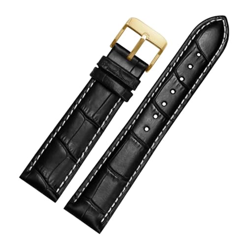 BGFFDSZ Uhrenarmband aus echtem Leder 22 mm 23 24 26 mm 28 mm Uhrenarmband mit Stiftschließe Herren-Lederarmband allgemeines Uhrenarmband Alligatorprägung(Blue RG,26mm) von BGFFDSZ