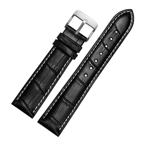 BGFFDSZ Uhrenarmband aus echtem Leder 22 mm 23 24 26 mm 28 mm Uhrenarmband mit Stiftschließe Herren-Lederarmband allgemeines Uhrenarmband Alligatorprägung(Blue sk,26mm) von BGFFDSZ