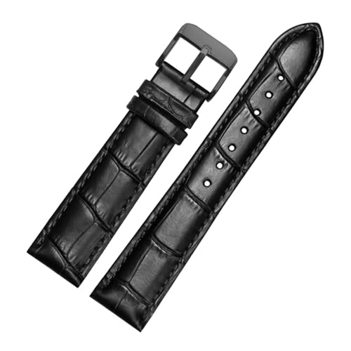 BGFFDSZ Uhrenarmband aus echtem Leder 22 mm 23 24 26 mm 28 mm Uhrenarmband mit Stiftschließe Herren-Lederarmband allgemeines Uhrenarmband Alligatorprägung(Champagne gold BK,21mm) von BGFFDSZ