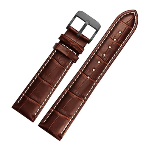 BGFFDSZ Uhrenarmband aus echtem Leder 22 mm 23 24 26 mm 28 mm Uhrenarmband mit Stiftschließe Herren-Lederarmband allgemeines Uhrenarmband Alligatorprägung(Slub black BK,20mm) von BGFFDSZ