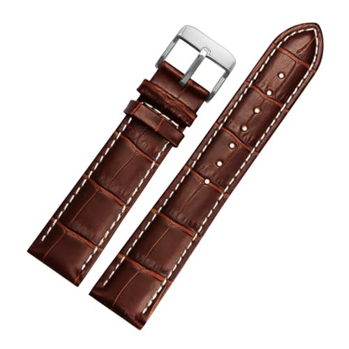 BGFFDSZ Uhrenarmband aus echtem Leder 22 mm 23 24 26 mm 28 mm Uhrenarmband mit Stiftschließe Herren-Lederarmband allgemeines Uhrenarmband Alligatorprägung(White rg,28mm) von BGFFDSZ