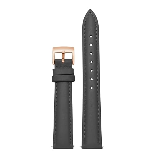 BGFFDSZ Uhrenarmband aus echtem Leder for Damen, kompatibel mit Casio, Fossil, Rossini, Folli Follie, schlichtes Uhrenkettenband, Rosa/Blau, 12 mm, 14 mm, 16 mm, 18 mm, 20 mm(Gray-rose gold,16mm) von BGFFDSZ