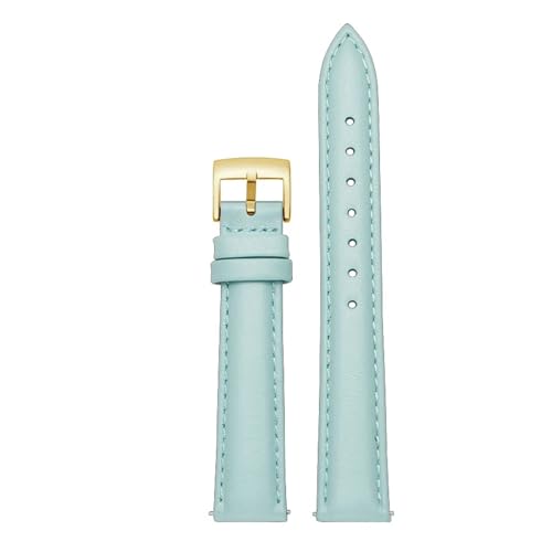 BGFFDSZ Uhrenarmband aus echtem Leder for Damen, kompatibel mit Casio, Fossil, Rossini, Folli Follie, schlichtes Uhrenkettenband, Rosa/Blau, 12 mm, 14 mm, 16 mm, 18 mm, 20 mm(Sky blue-gold,14mm) von BGFFDSZ