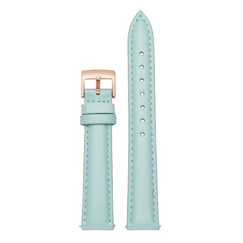 BGFFDSZ Uhrenarmband aus echtem Leder for Damen, kompatibel mit Casio, Fossil, Rossini, Folli Follie, schlichtes Uhrenkettenband, Rosa/Blau, 12 mm, 14 mm, 16 mm, 18 mm, 20 mm(Sky blue-rose gold,12mm) von BGFFDSZ