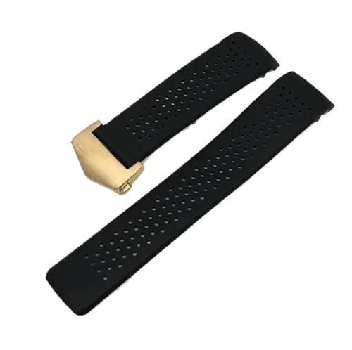 BGFFDSZ Uhrenarmband kompatibel mit TAG HEUER GRAND CARRERA AQUARACER, weiches Silikonarmband, Herren-Uhrenarmband, Gummi-Uhrenarmbandkette(Black-gold,24mm) von BGFFDSZ