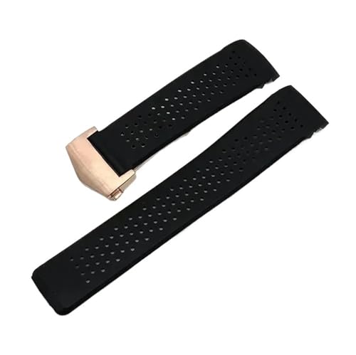 BGFFDSZ Uhrenarmband kompatibel mit TAG HEUER GRAND CARRERA AQUARACER, weiches Silikonarmband, Herren-Uhrenarmband, Gummi-Uhrenarmbandkette(Black-rose gold,24mm) von BGFFDSZ