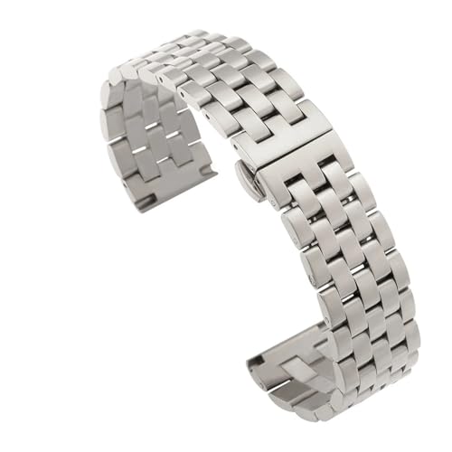 BGFFDSZ Uhrenarmband mit gebogenem Ende, 18 mm, 20, 22, massives Edelstahl-Uhrenarmband, kompatibel Tissot Butterfly-Verschluss, Herren- und Damen-Universalbänder(Silver,22mm) von BGFFDSZ