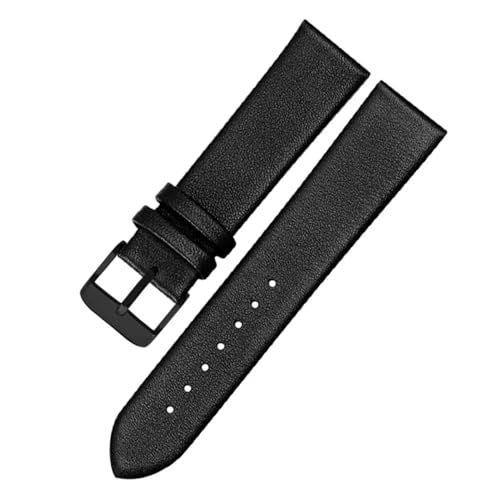 BGFFDSZ Ultradünnes Lederarmband, kompatibel mit HUAWEI DW CK TISSOT CASIO Uhrenarmband for jedes Uhrenarmband, weiches Armbandzubehör(Black black clasp,21mm) von BGFFDSZ
