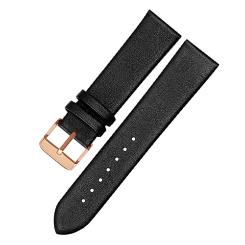BGFFDSZ Ultradünnes Lederarmband, kompatibel mit HUAWEI DW CK TISSOT CASIO Uhrenarmband for jedes Uhrenarmband, weiches Armbandzubehör(Black rose gold,21mm) von BGFFDSZ