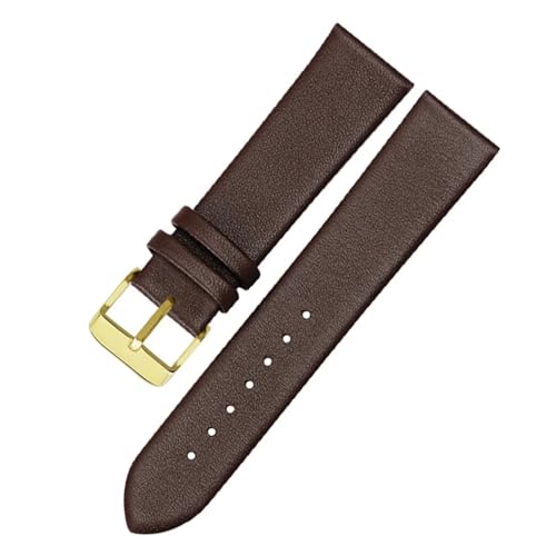 BGFFDSZ Ultradünnes Lederarmband, kompatibel mit HUAWEI DW CK TISSOT CASIO Uhrenarmband for jedes Uhrenarmband, weiches Armbandzubehör(Brown gold clasp,22mm) von BGFFDSZ