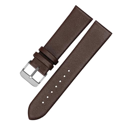 BGFFDSZ Ultradünnes Lederarmband, kompatibel mit HUAWEI DW CK TISSOT CASIO Uhrenarmband for jedes Uhrenarmband, weiches Armbandzubehör(Brown silver clasp,19mm) von BGFFDSZ