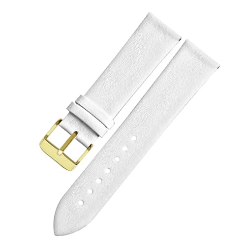 BGFFDSZ Ultradünnes Lederarmband, kompatibel mit HUAWEI DW CK TISSOT CASIO Uhrenarmband for jedes Uhrenarmband, weiches Armbandzubehör(White gold clasp,16mm) von BGFFDSZ