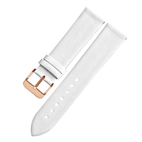 BGFFDSZ Ultradünnes Lederarmband, kompatibel mit HUAWEI DW CK TISSOT CASIO Uhrenarmband for jedes Uhrenarmband, weiches Armbandzubehör(White rose gold,15mm) von BGFFDSZ