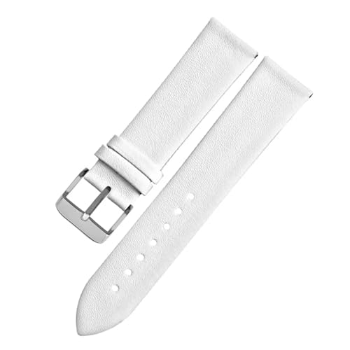 BGFFDSZ Ultradünnes Lederarmband, kompatibel mit HUAWEI DW CK TISSOT CASIO Uhrenarmband for jedes Uhrenarmband, weiches Armbandzubehör(White silver clasp,19mm) von BGFFDSZ